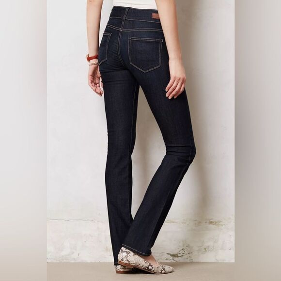 Paige Hidden Hills Straight Jeans Anthropologie Dark Blue Wash Denim Size 26 - Picture 2 of 13